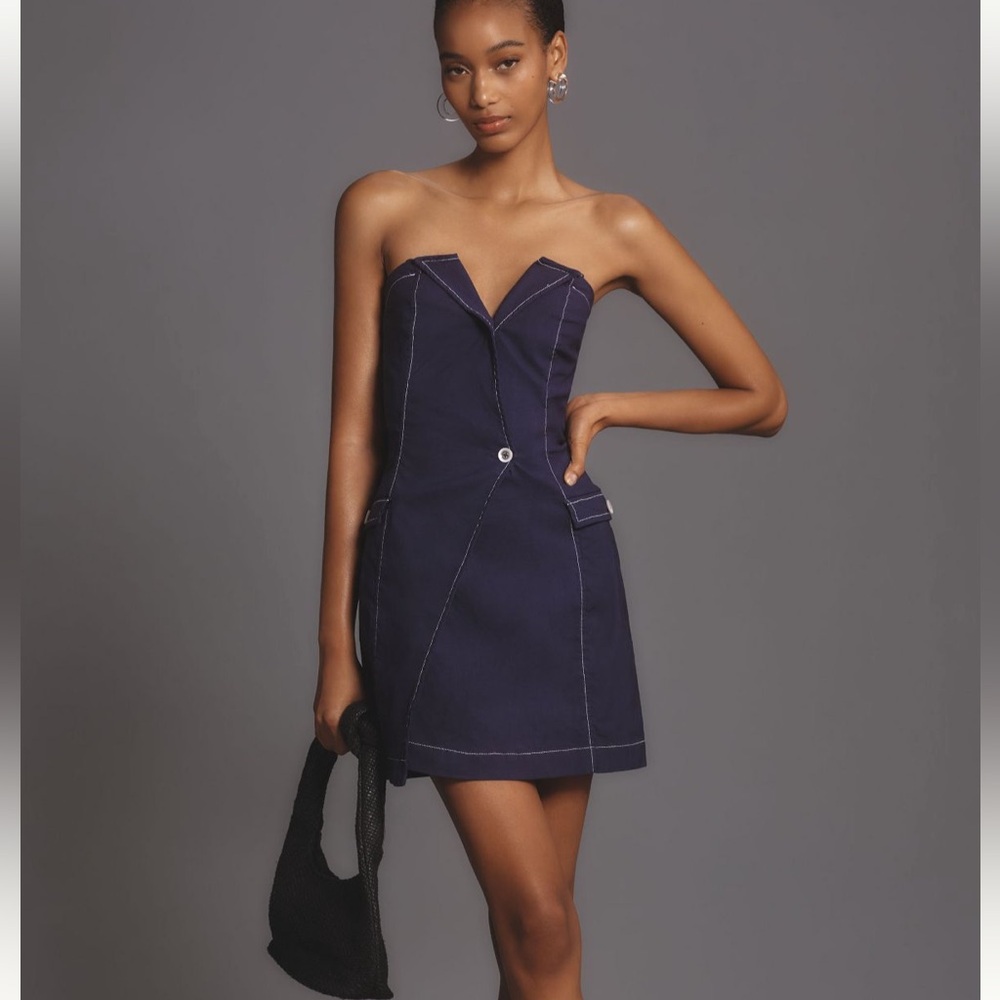 NWT Maeve Anthropologie strapless linen mini dress